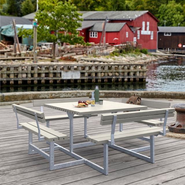 Picnic Bord/benkesett m/4 ryggstøtter - 224 cm - Gråbrun