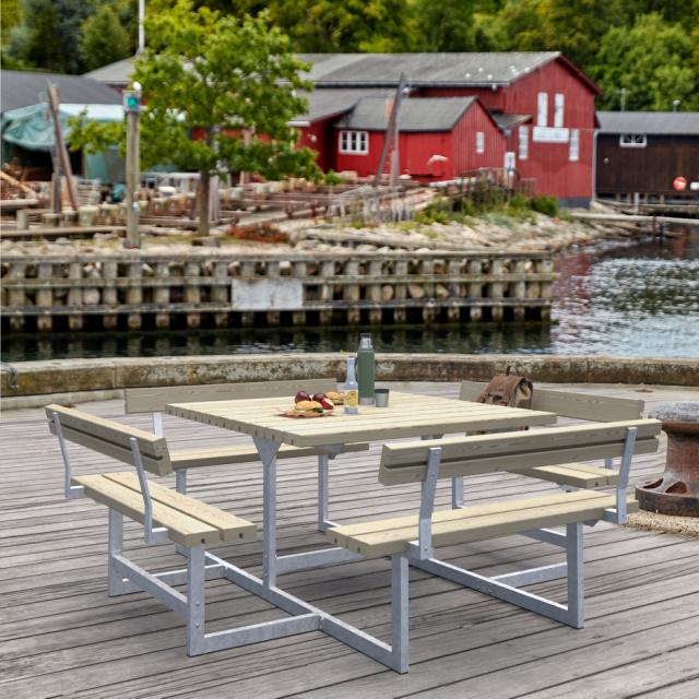 Picnic Bord/benkesett m/4 ryggstøtter - 224 cm - Trykkimpregnert