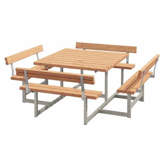 Picnic Bord/Bänkset m/4 ryggstöd - 224 cm - Lärk