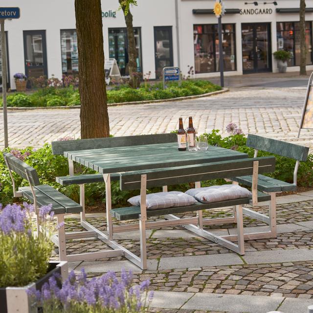 Picnic bord/bænkesæt m/4 ryglæn - 224 cm - ReTex - Grøn