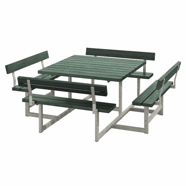 Picnic bord/bænkesæt m/4 ryglæn - 224 cm - ReTex - Grøn