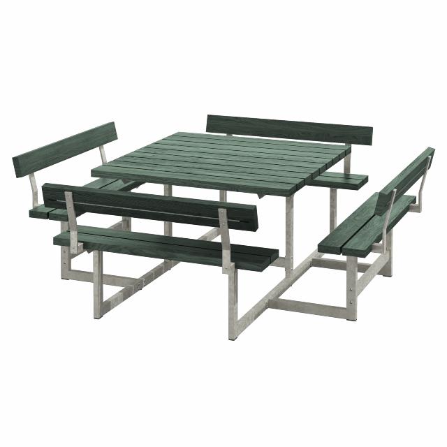 Picnic Bord/Bænkesæt m/4 ryglæn - 224 cm - ReTex - Grøn