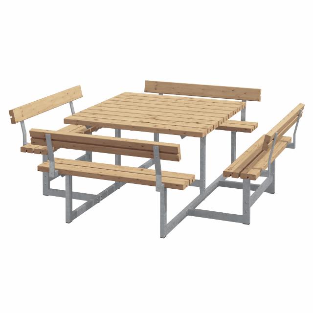 Picnic Bord/Bænkesæt m/4 ryglæn - 224 cm - ThermoWood®