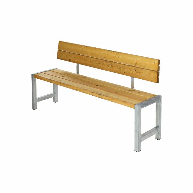 Plankebænk m/ryglæn - 176 cm - Lærk