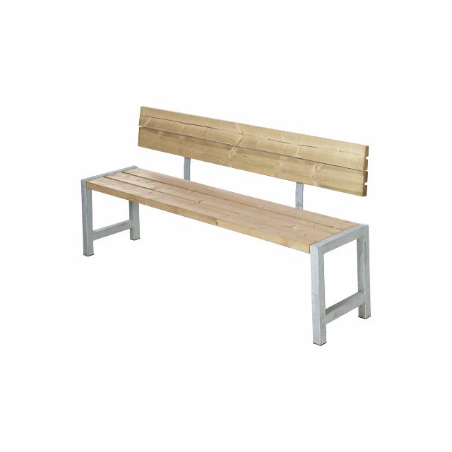 Plankebenk m/rygstøtte - 176 cm - ThermoWood®