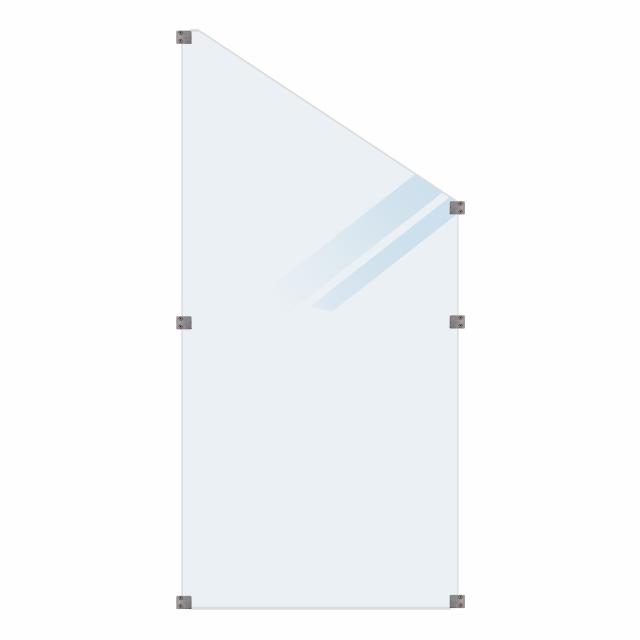 Herdet Glassgjerde - frostet - skråelement - 90x180/127 cm