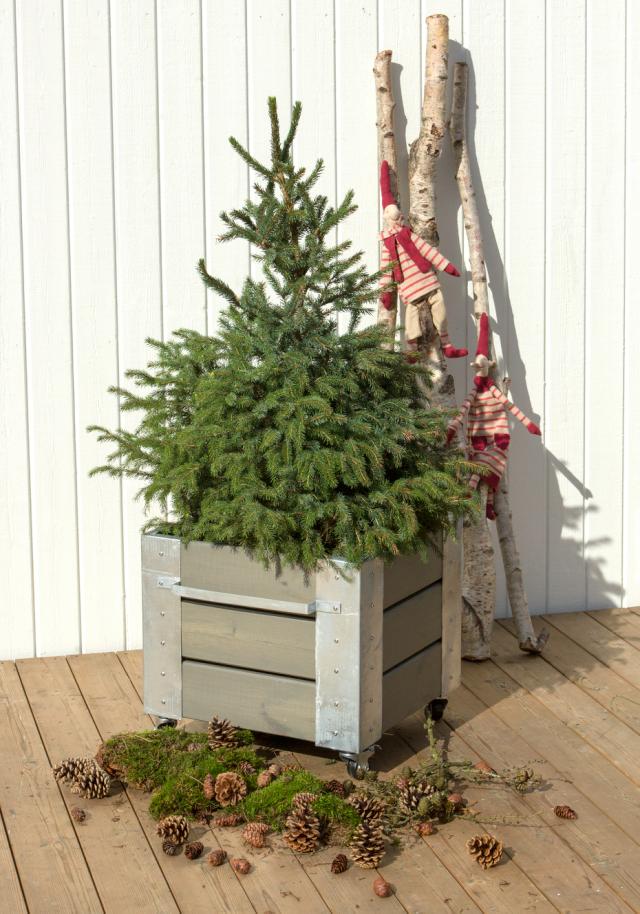 Cubic Blumenkasten mit Rädern - 46×50×45 cm - Graubraun