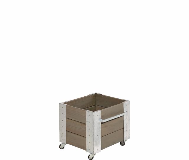 Cubic Blomsterkasse m/hjul - 46×45 cm - Gråbrun