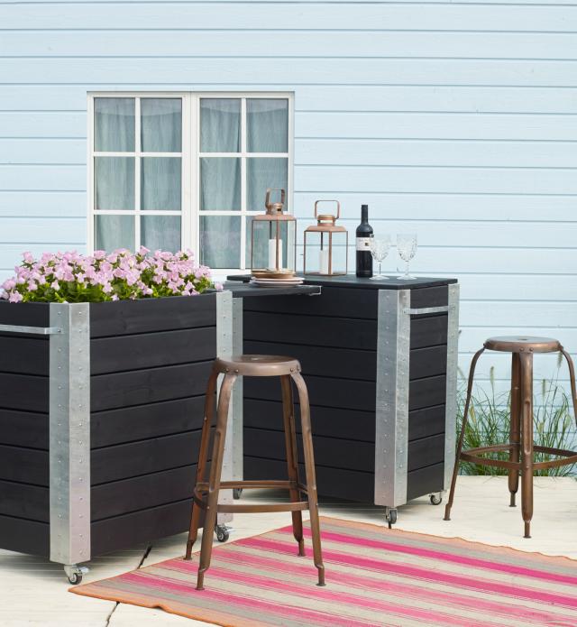 Cubic Blumenkasten mit Rädern - 87×50×95 cm - Schwarz