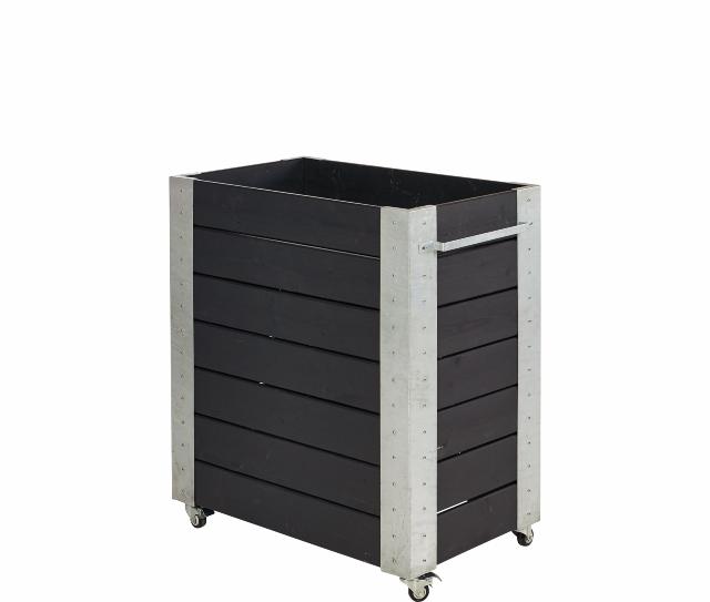 Cubic Blomsterkasse m/hjul - 87×95 cm - Sort