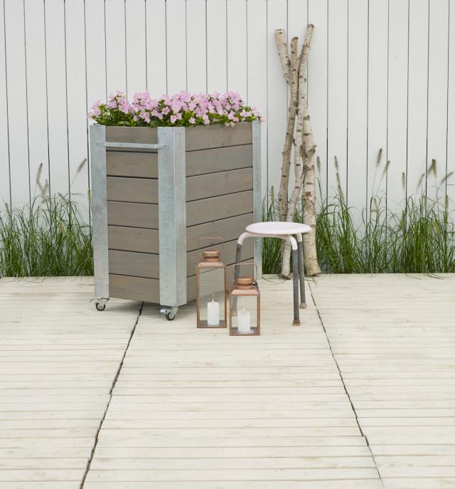 Cubic Blomsterkasse m/hjul - 50×87×95 cm - Gråbrun