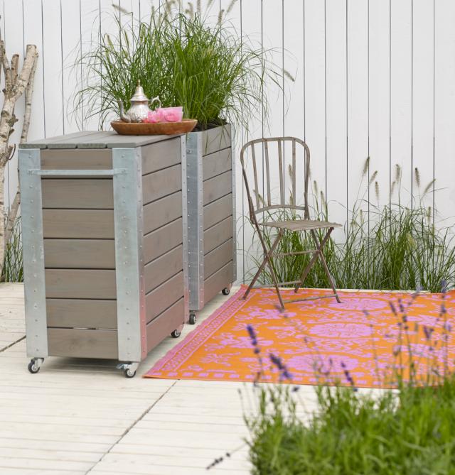 Cubic Blomsterkasse m/hjul - 50×87×95 cm - Gråbrun