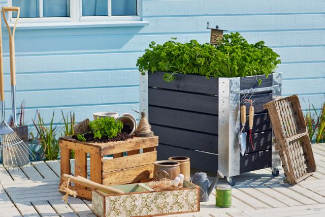 Cubic Blomsterkasse m/hjul - 50×87×70 cm - Sort