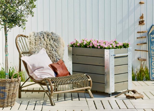 Cubic Blomsterkasse m/hjul - 50×87×70 cm - Gråbrun