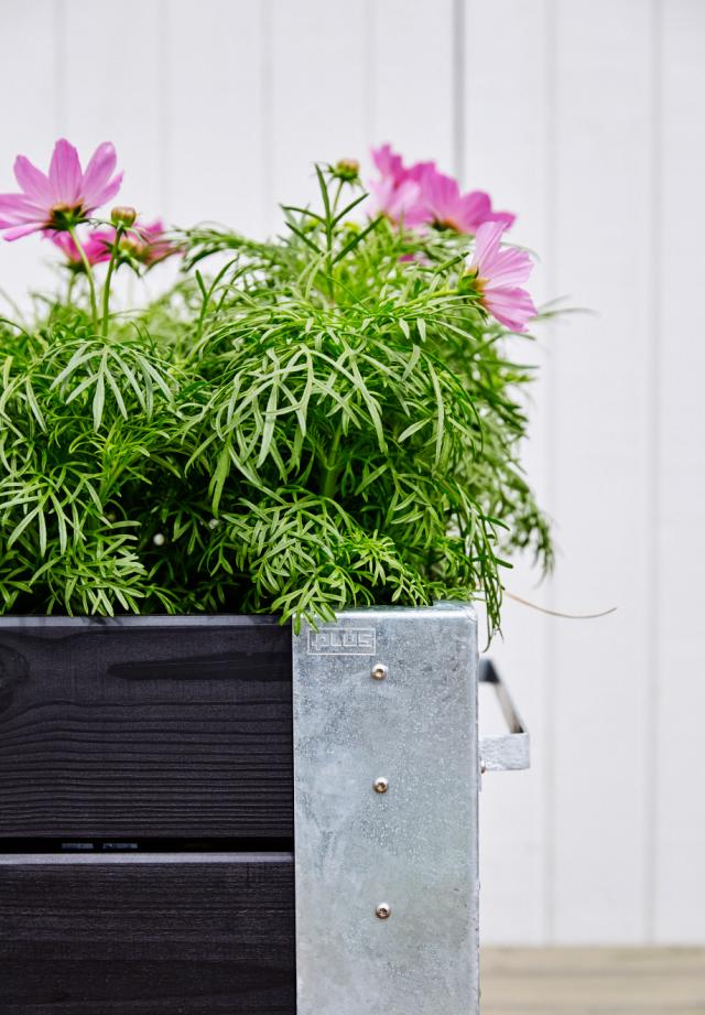 Cubic Blumenkasten mit Rädern - 120×50×45 cm - Schwarz