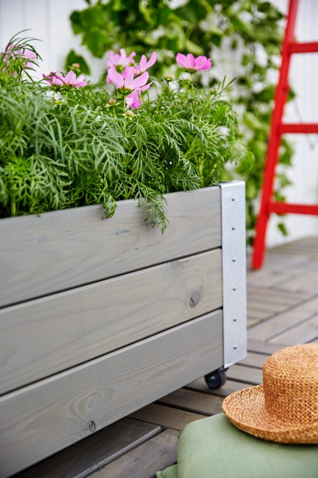 Cubic Blumenkasten mit Rädern - 120×50×45 cm - Graubraun