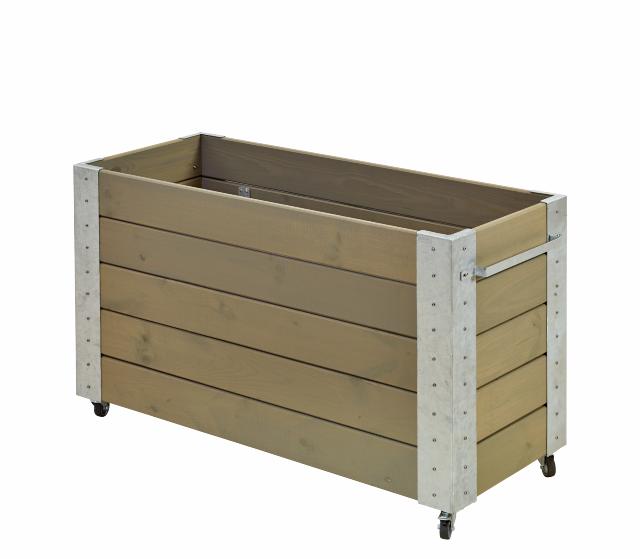 Cubic Blomsterkasse m/hjul - 50×120×70 cm - Gråbrun