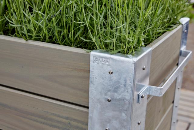 Cubic Blomsterkasse m/hjul - 120×95 cm - Gråbrun