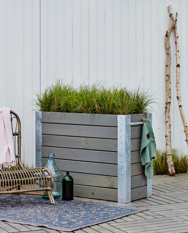 Cubic Blomsterkasse m/hjul - 120×95 cm - Gråbrun