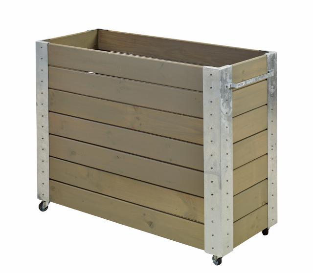 Cubic Blomsterkasse m/hjul - 120×95 cm - Gråbrun