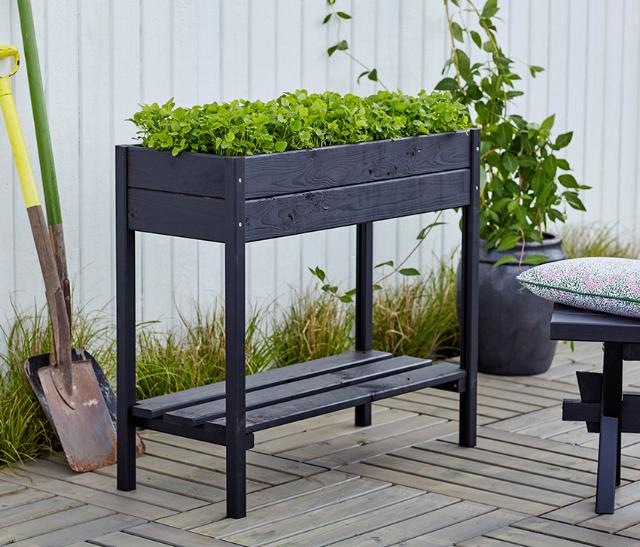 Planteringslåda på ben - 88×37×79 cm - Svart
