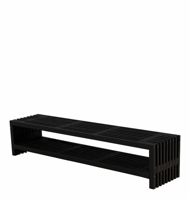 Rustik Trallebænk Design m/hylde - 218×49 cm - Sort