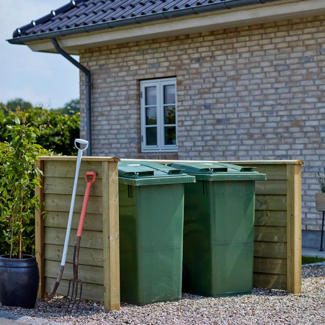 Klink Profil Mülltonnenverkleidung - Druckimprägniert - m/Holzpfosten zum Eingraben - PEFC