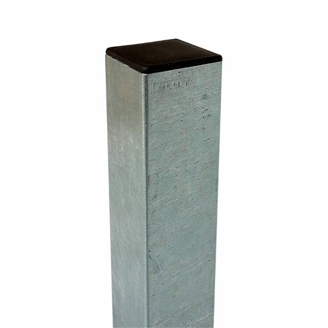 Stålstolpe 8×8×236 cm - til nedstøbning - inkl. 1 stk. stolpeafdækning