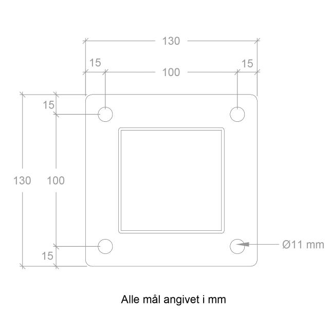 Stålstolpe med fot 8×8×186 cm - med stolpskydd/bultar