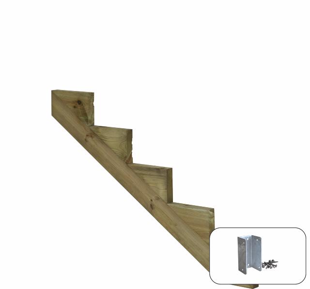34,2° Treppenwangen 5 Stufen m/ Beschläge - Stufentiefe 25 cm