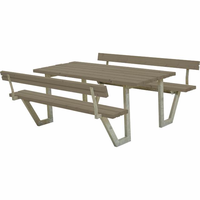 Wega bord/bænkesæt m/2 ryglæn - 177 cm - Gråbrun