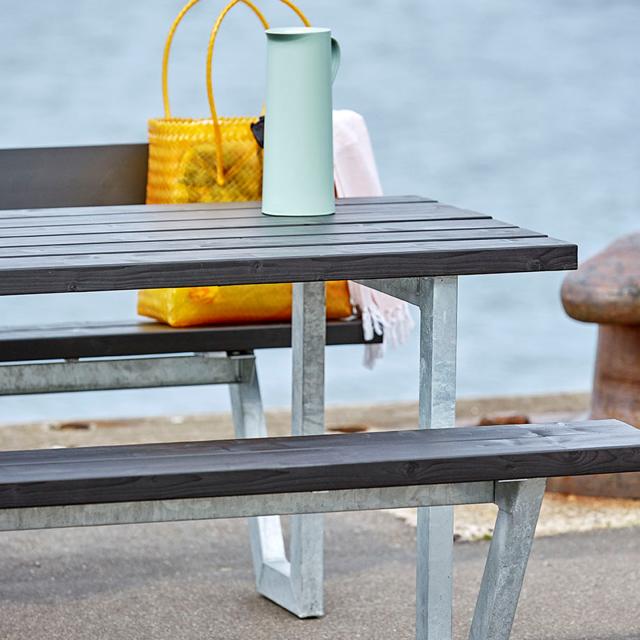 Wega bord/bænkesæt m/2 ryglæn - 177 cm - Gråbrun