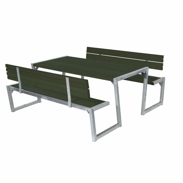 Zigma bord/bänkset med 2 ryggstöd - 176 cm - Grön