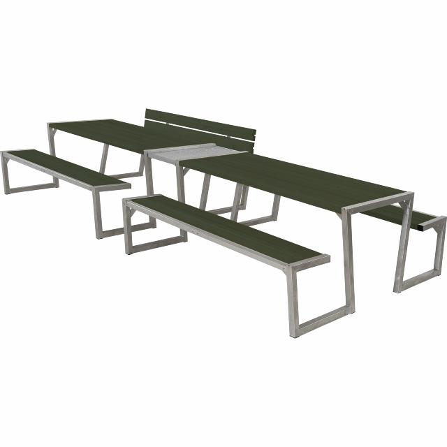 Zigma bord/bänkset m/1 ryggstöd - 392 cm - Grön