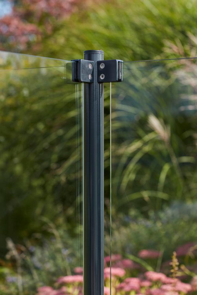Lamineret glashegn - klart - til runde stolper - 90×91 cm