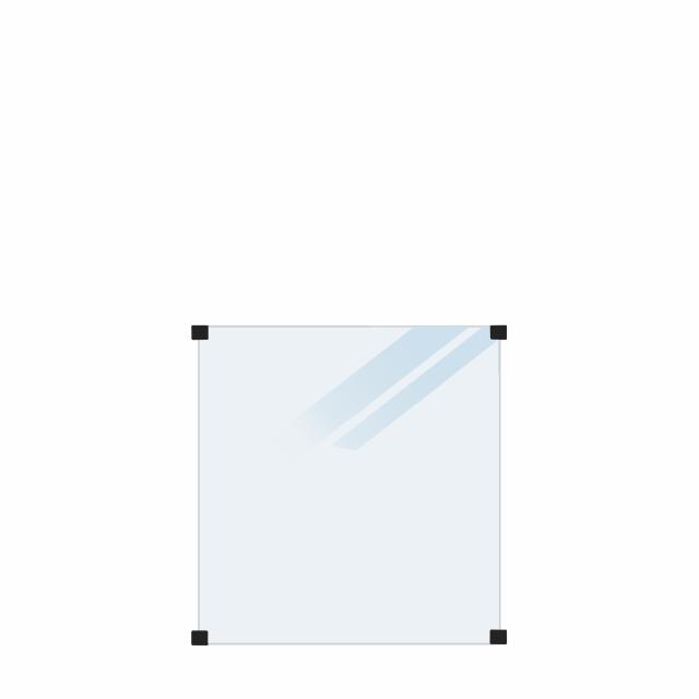 Gehärtetes Glaszaun - mattes Glas - für runde Pfosten - 90×91 cm
