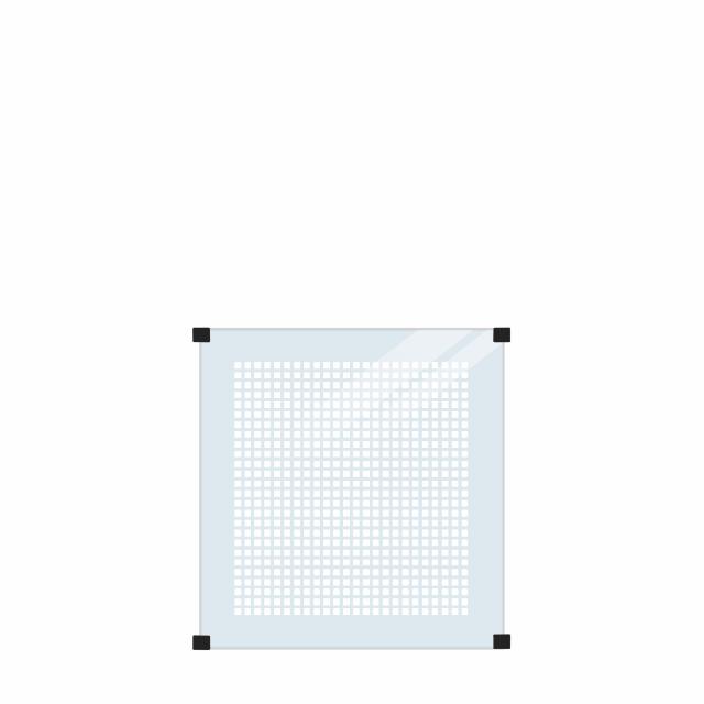 Herdet Glassgjerde m/frostede felt til runde stolper  - 90x91 cm