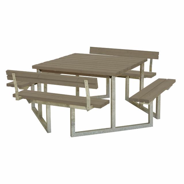 Twist bord/bænkesæt m/2 ryglæn - 204 cm - Gråbrun