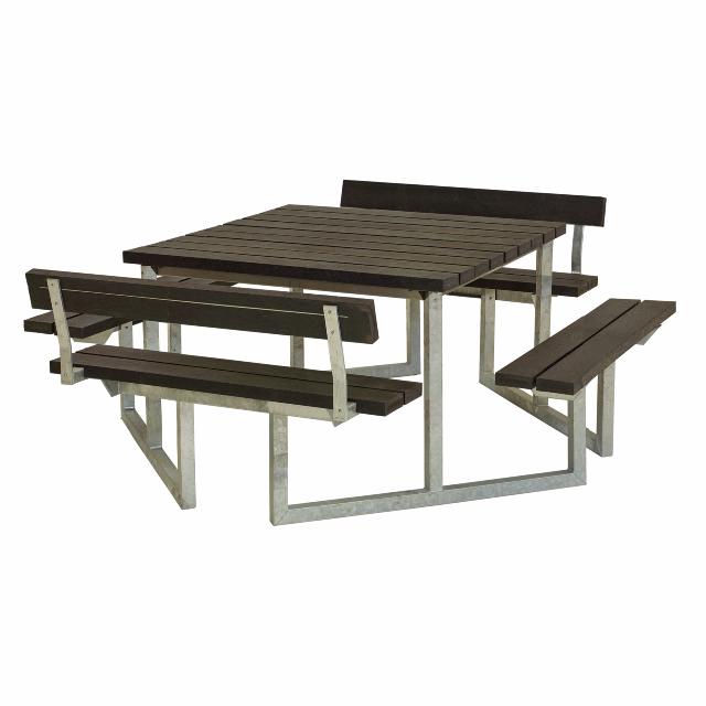 Twist bord/benkesett m/2 rygstøtter - 204 cm - RePlast - Sort