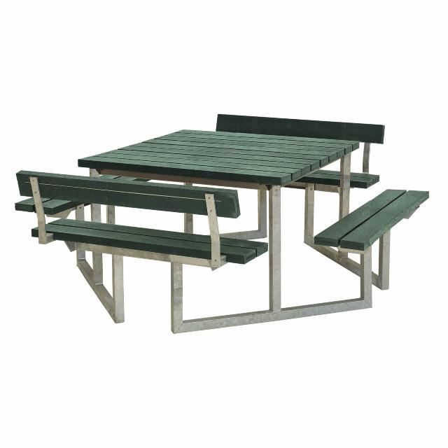 Twist bord/bænkesæt m/2 ryglæn - 204 cm - ReTex - Grøn
