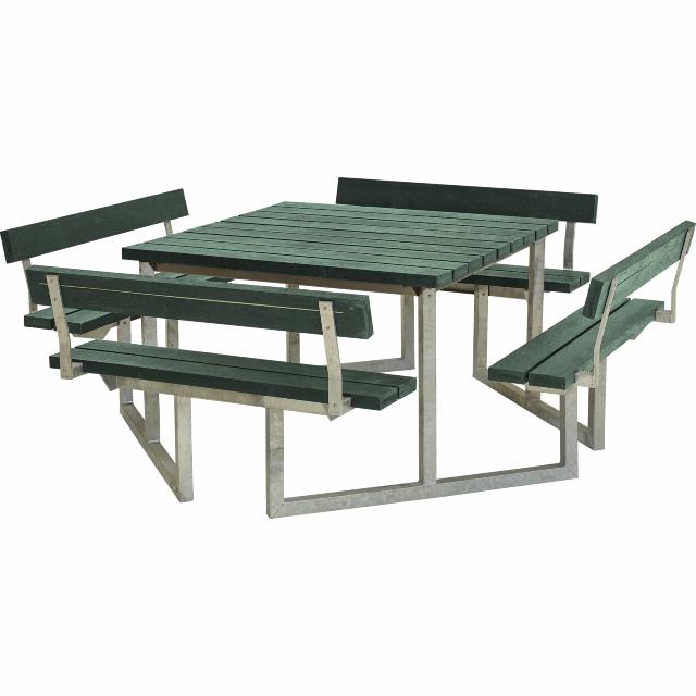 Twist bord/bænkesæt m/4 ryglæn - 227 cm - ReTex - Grøn