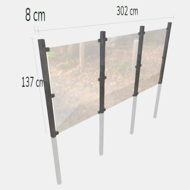 Futura staket med glas - radkonstruktion