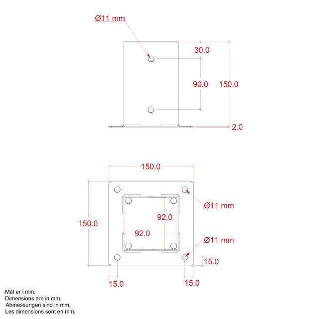 Cubic stolpfot - 9×9 cm stolpar - för fundament - med skruvar