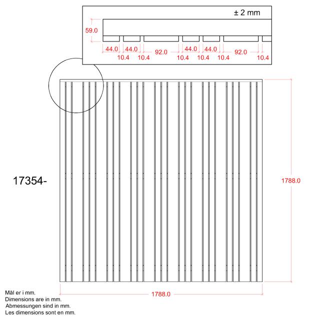 Tangent hegn - 180×180 cm - grå