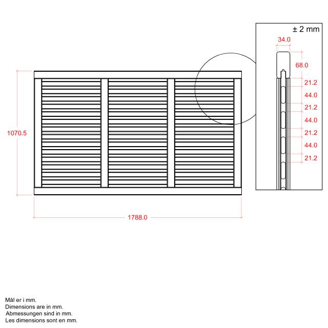 Harmoni hegn - 180×107 cm - grå