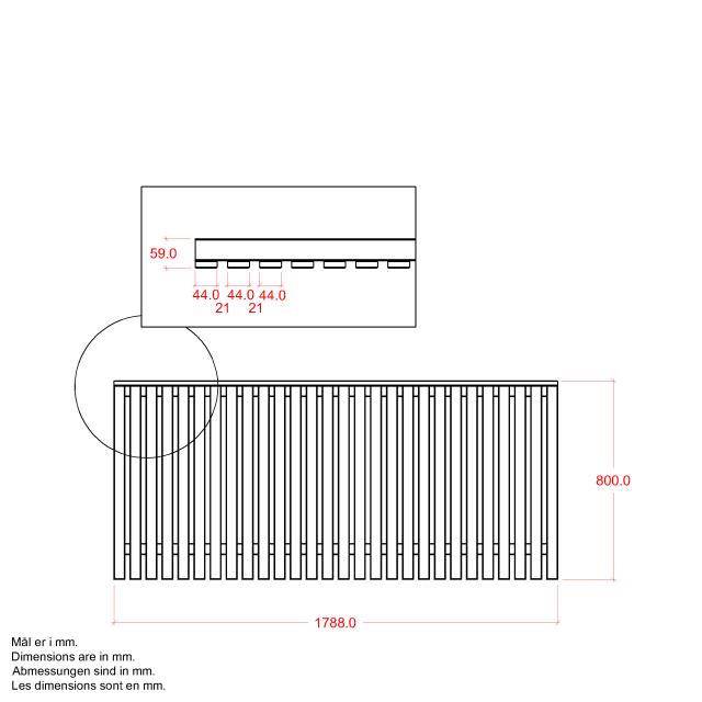 Sendai hegn - 180×80 cm - hvid