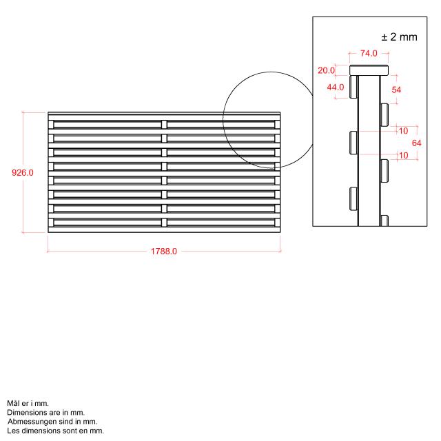 Osaka hegn - 180×93 cm - hvid