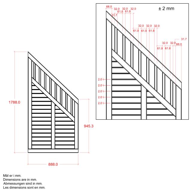 Nostalgi hegn skråelement - 90×180/95 cm - hvid