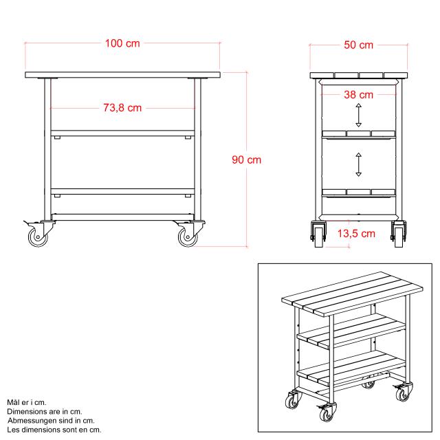 Urban Picnic plante/grillbord m/1 hylde - sort