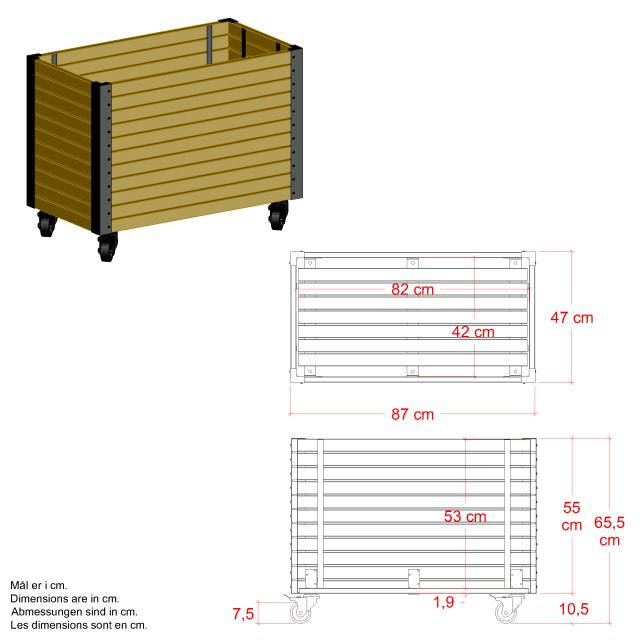 Cubic Living planteringslåda m/hjul - ThermoWood® - 87×47×65,5 cm